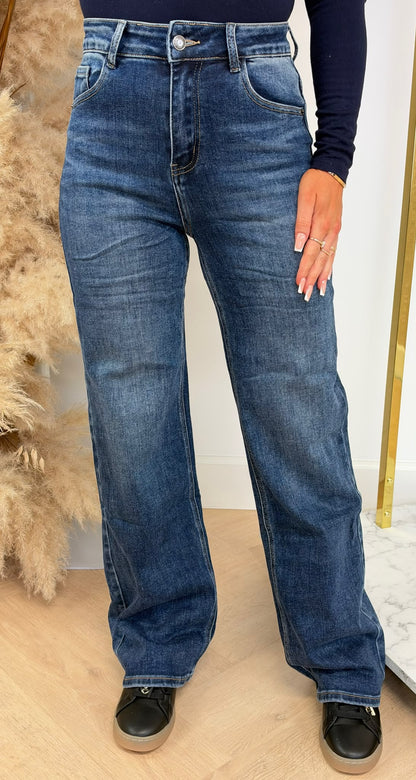 BASIC STRETCH WIDE LEG JEANS 1092-2 DENIMBLUE
