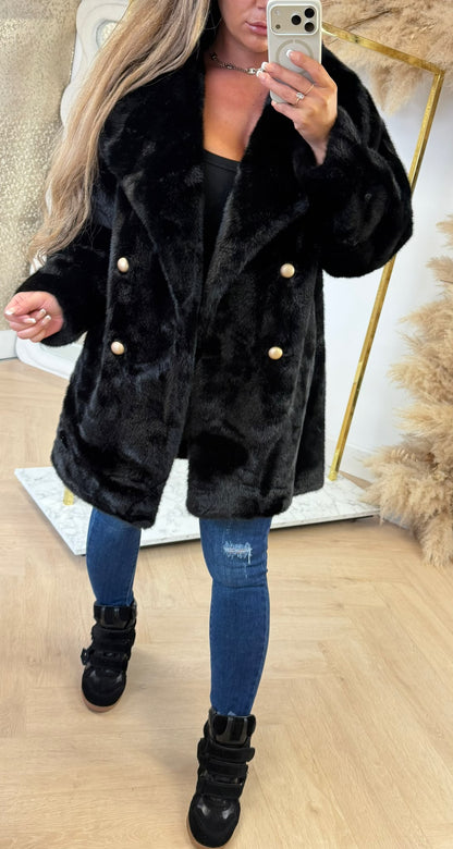 DIVA FAKE FUR COAT 8780 BLACK