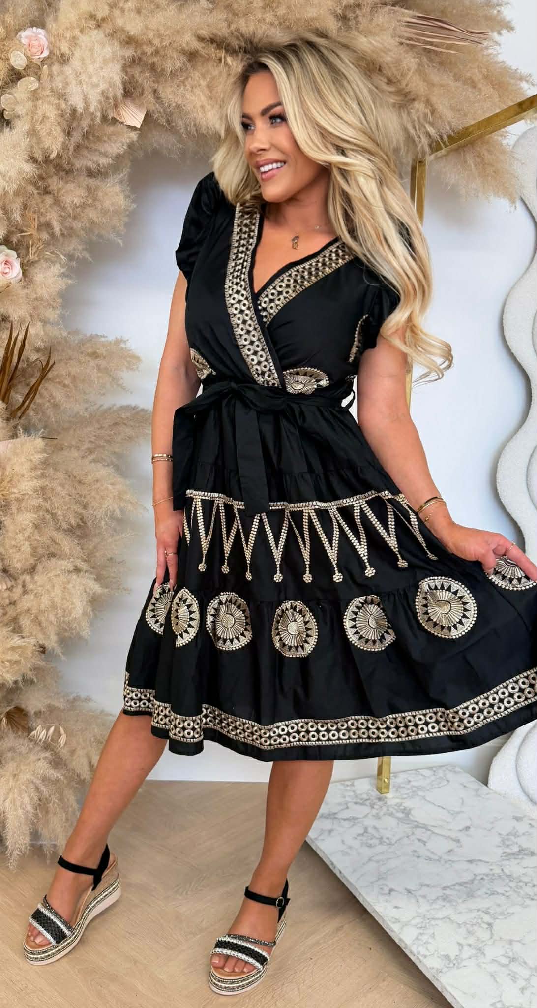 AMARA GOLDY DETAIL DRESS BLACK