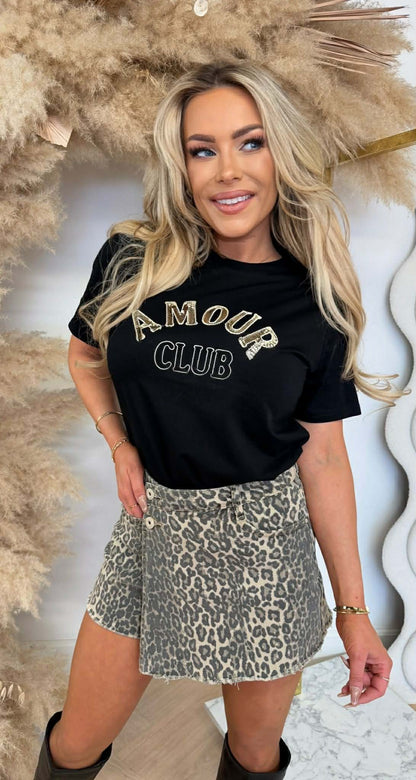 AMOUR SEQUIN TEKST TEE 1011 BLACK