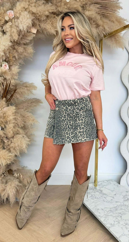 AMOUR SEQUIN TEKST TEE 1011 PINK