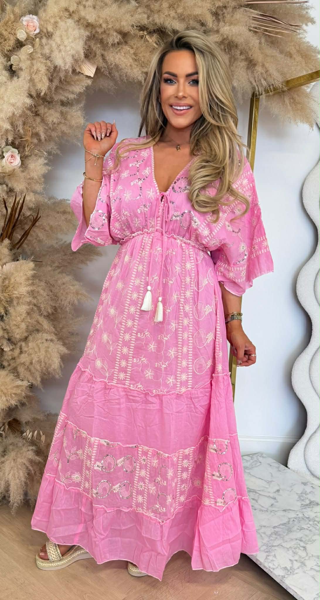 AMY SEQUIN MAXI DRESS G-06 PINK