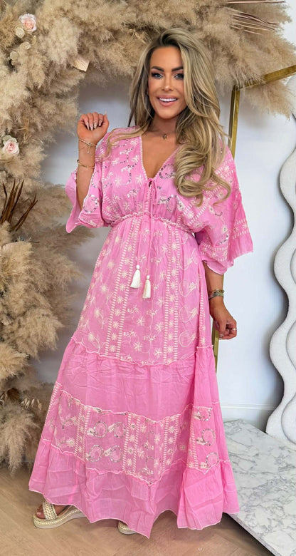 AMY SEQUIN MAXI DRESS G-06 PINK