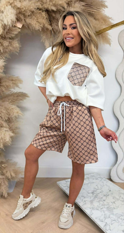 BIBI PRINT POCKET SET CAMEL