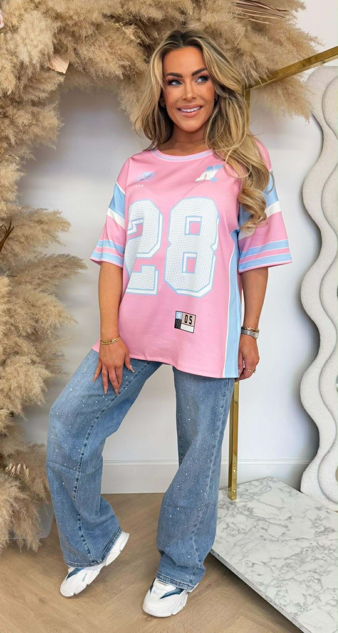 BIG PRINT JERSEY SHIRT PINK