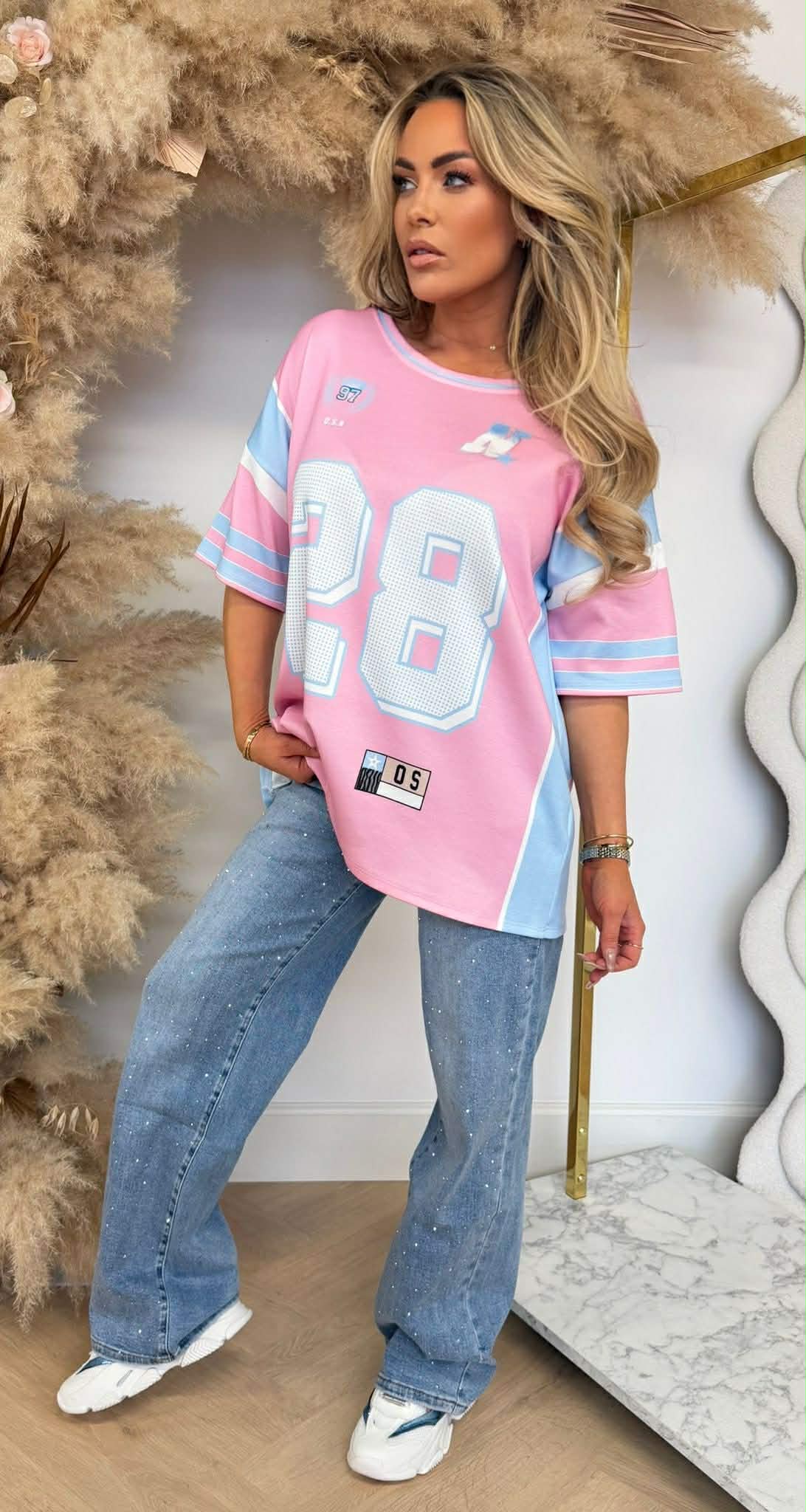 BIG PRINT JERSEY SHIRT PINK