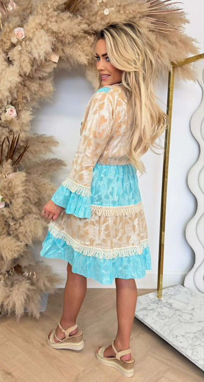 BOHEMIAN SUMMER DRESS 1515 AQUA