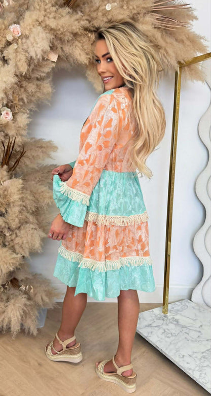 BOHEMIAN SUMMER DRESS 1515 PEACH