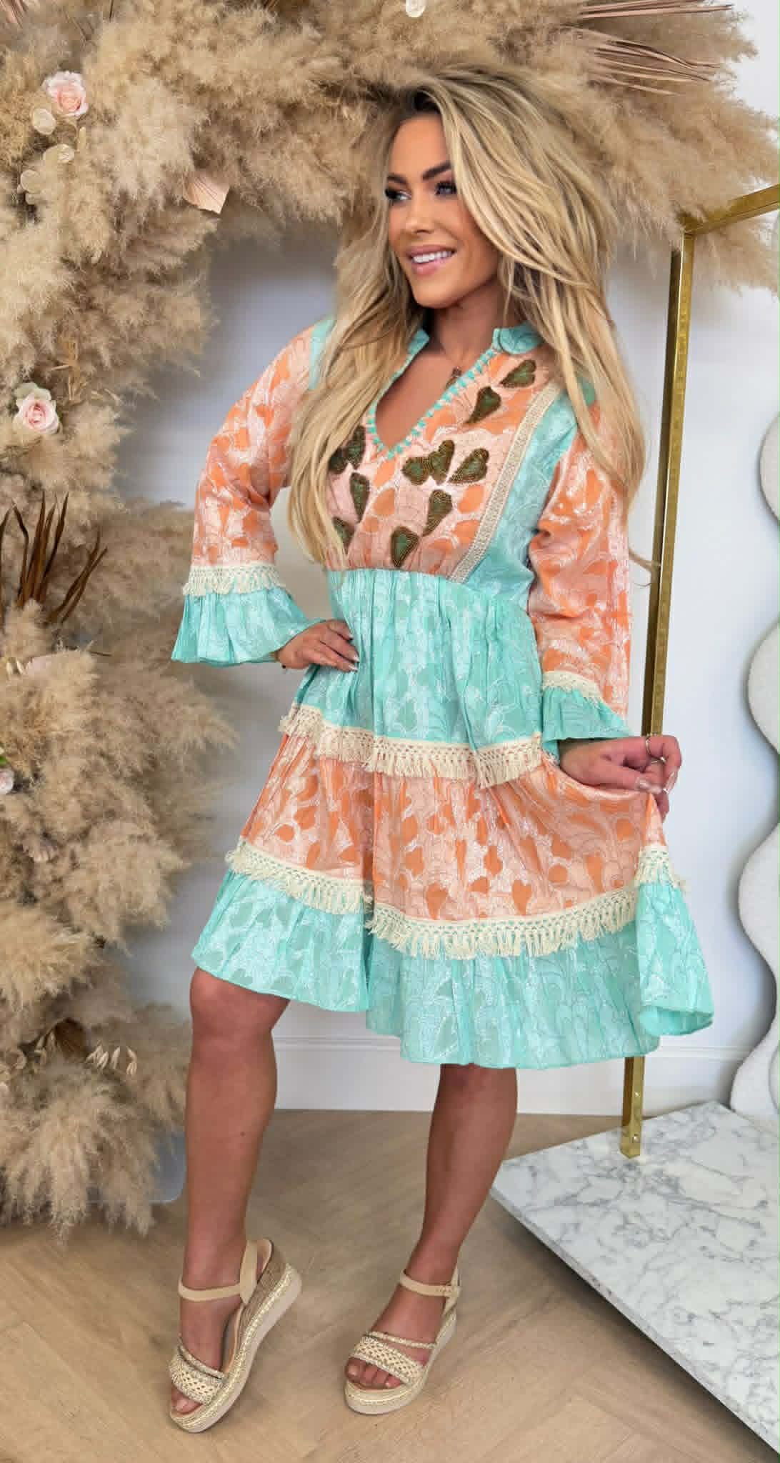 BOHEMIAN SUMMER DRESS 1515 PEACH