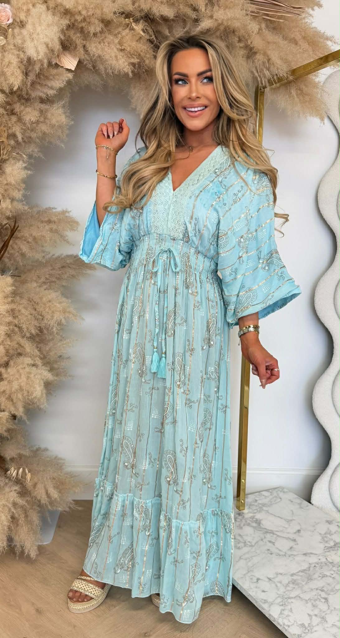 BOHEMIEN DRESS 0081 AQUA