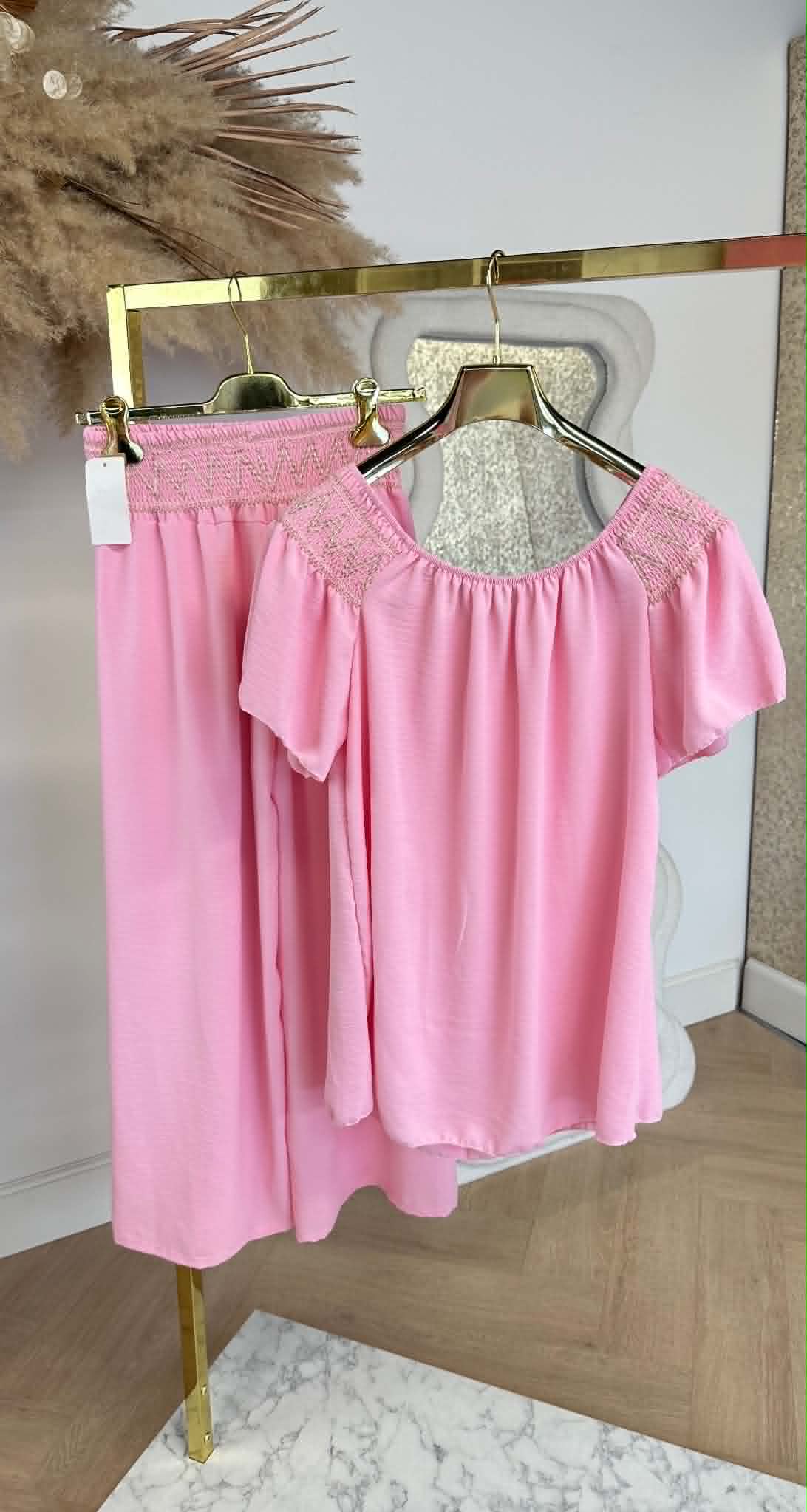 BOHO OFFSHOULDER SET LIGHTPINK