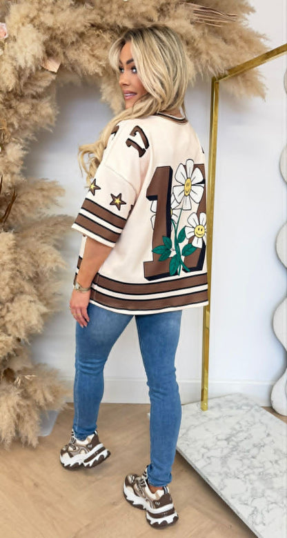 BOSTON STAR OVERSIZED TEE BEIGE