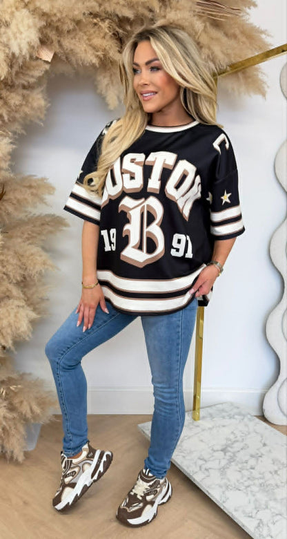 BOSTON STAR OVERSIZED TEE BLACK