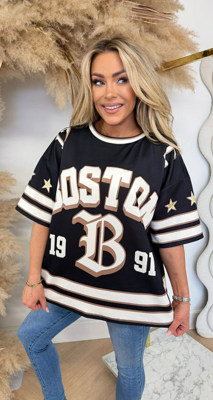 BOSTON STAR OVERSIZED TEE BLACK