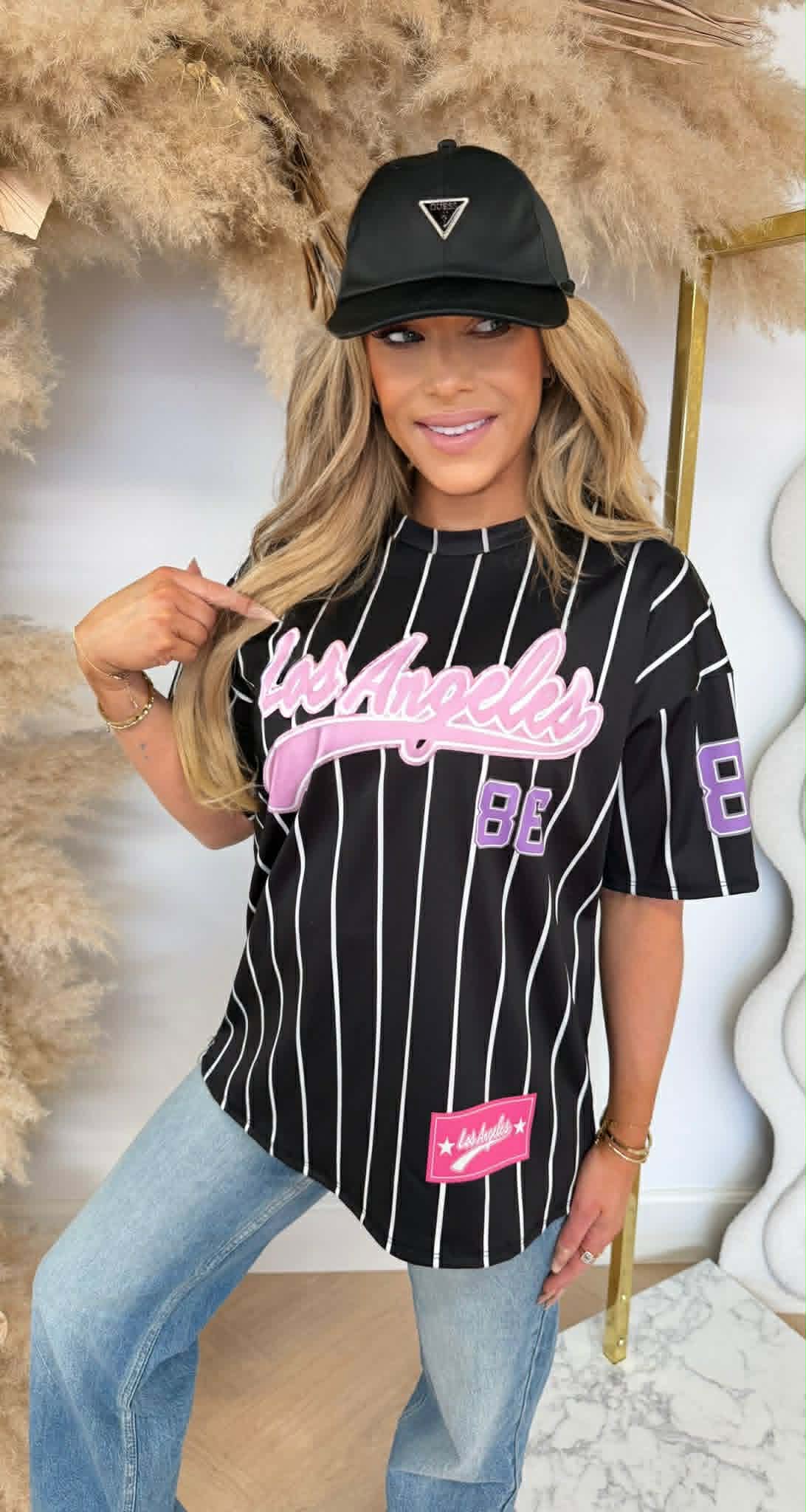 BREE LA 86 BASEBALL PRINT TEE BLACK