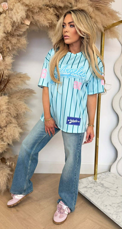 BREE LA 86 BASEBALL PRINT TEE LIGHTBLUE