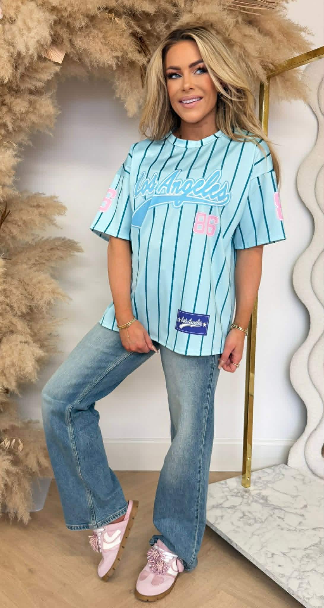 BREE LA 86 BASEBALL PRINT TEE LIGHTBLUE
