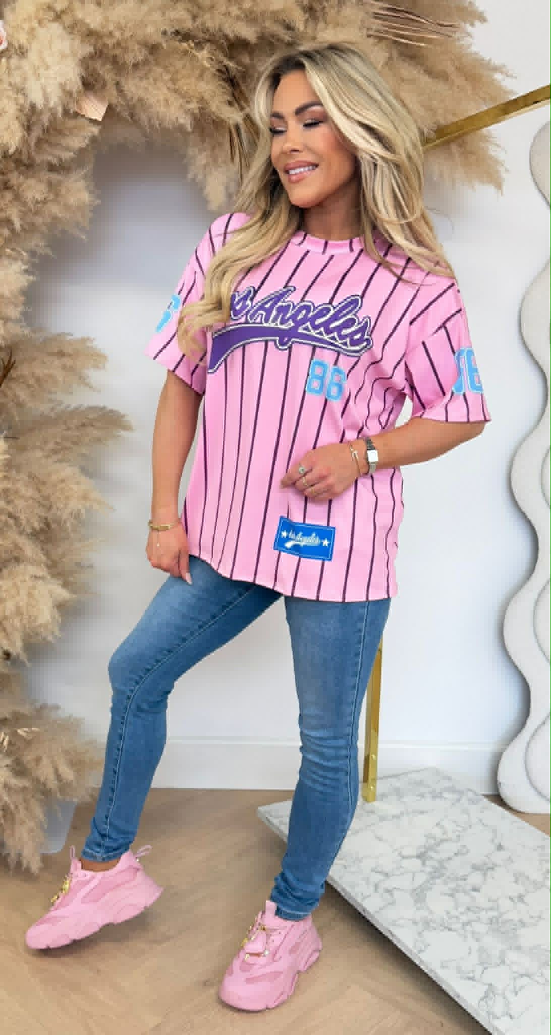 BREE LA 86 BASEBALL PRINT TEE PINK