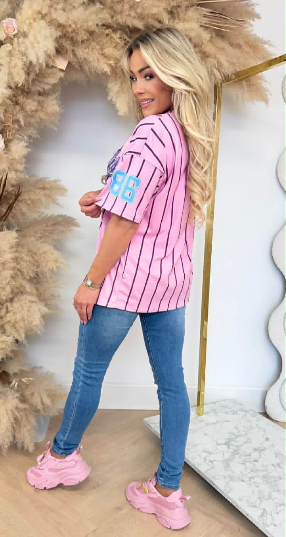 BREE LA 86 BASEBALL PRINT TEE PINK