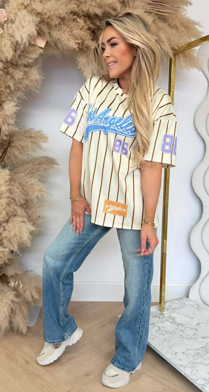 BREE LA 86 BASEBALL PRINT TEE SOFTYELLOW