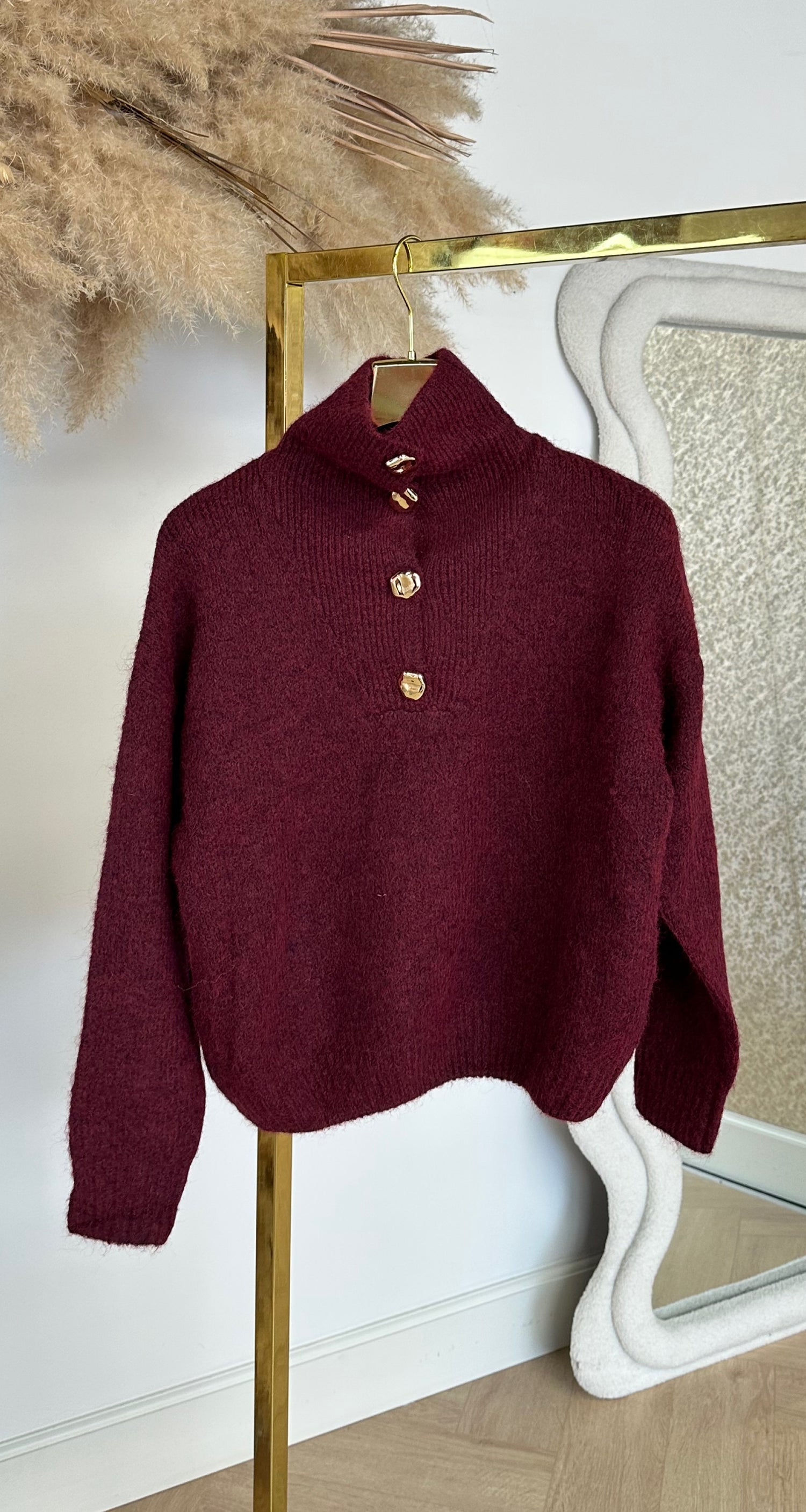 BUTTON GOLDY SWEAT P088 WINE