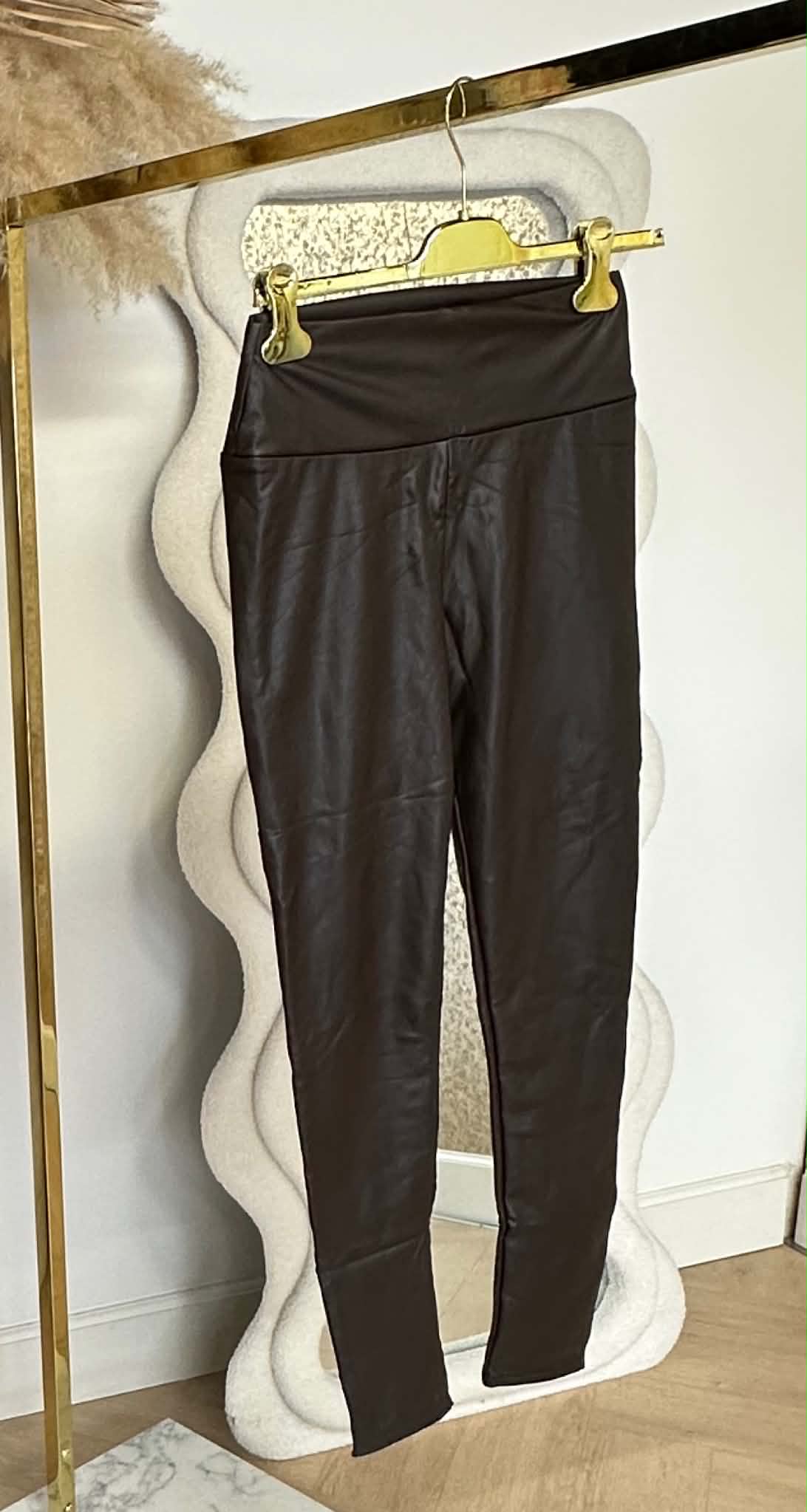 BY SWAN PERFECT LEATHER LOOK LEGGING 10125 COFFEE