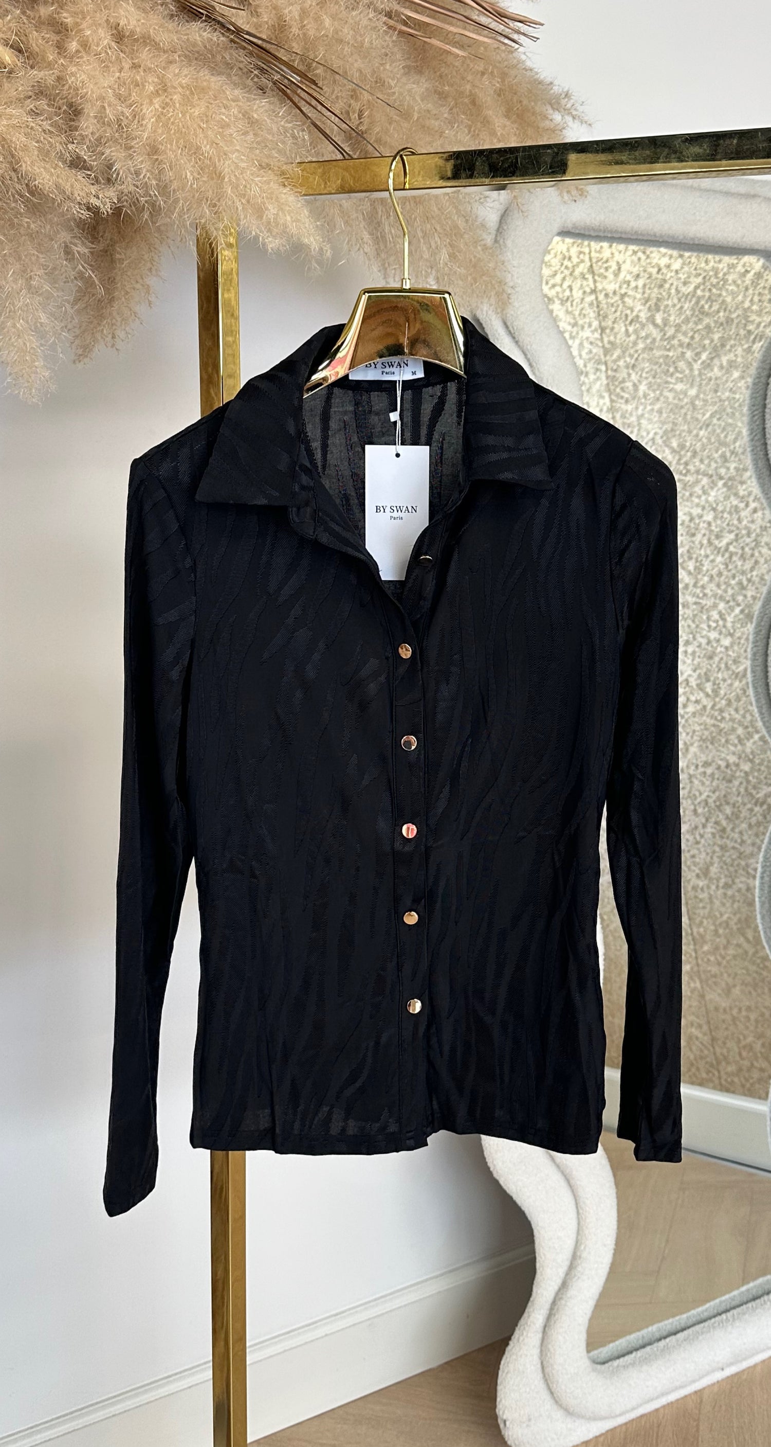 BY SWAN PRINT BLOUSE 8501 BLACK