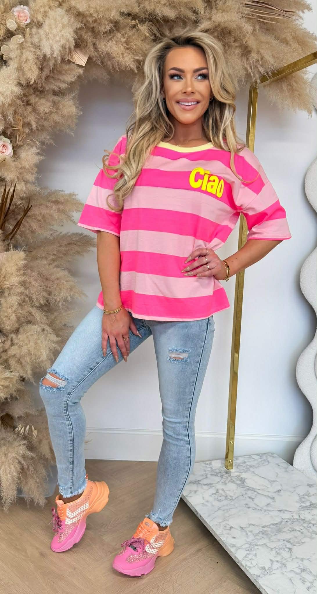 CIAO STRIPE SHIRT 00273 NEONPINK