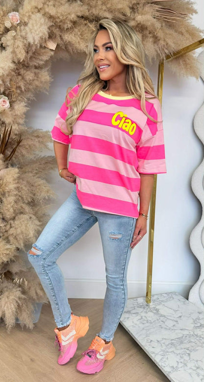CIAO STRIPE SHIRT 00273 NEONPINK