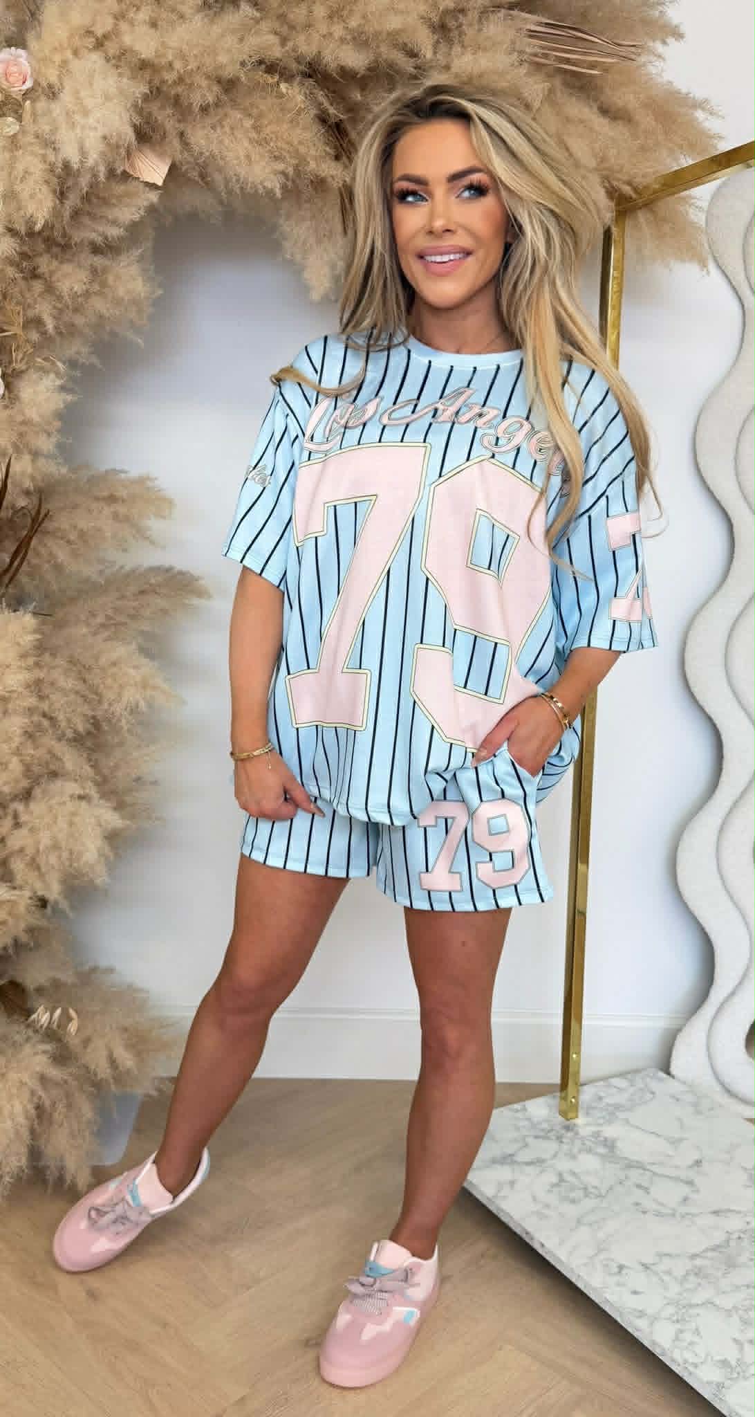 DIONNE LOOK STRIPE SET BLUE