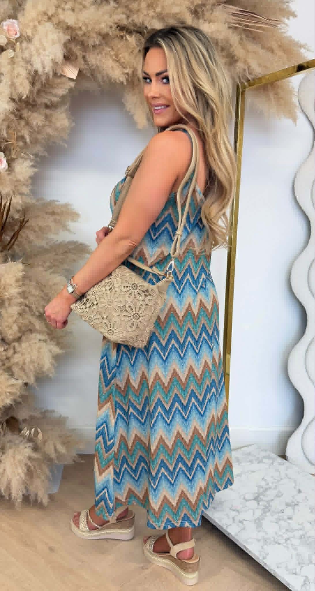 EMELY ZIGZAG DRESS BLUE