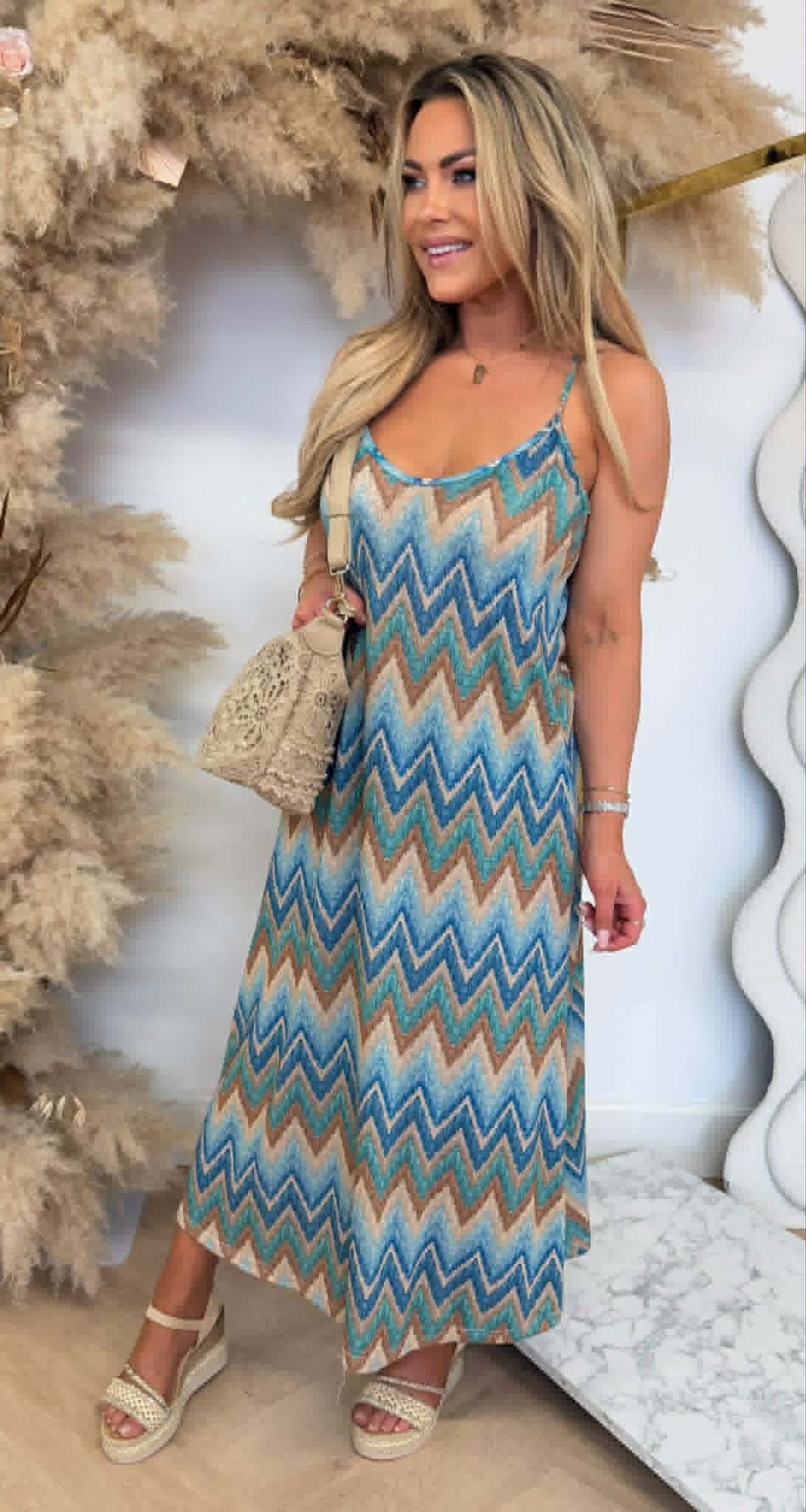EMELY ZIGZAG DRESS BLUE