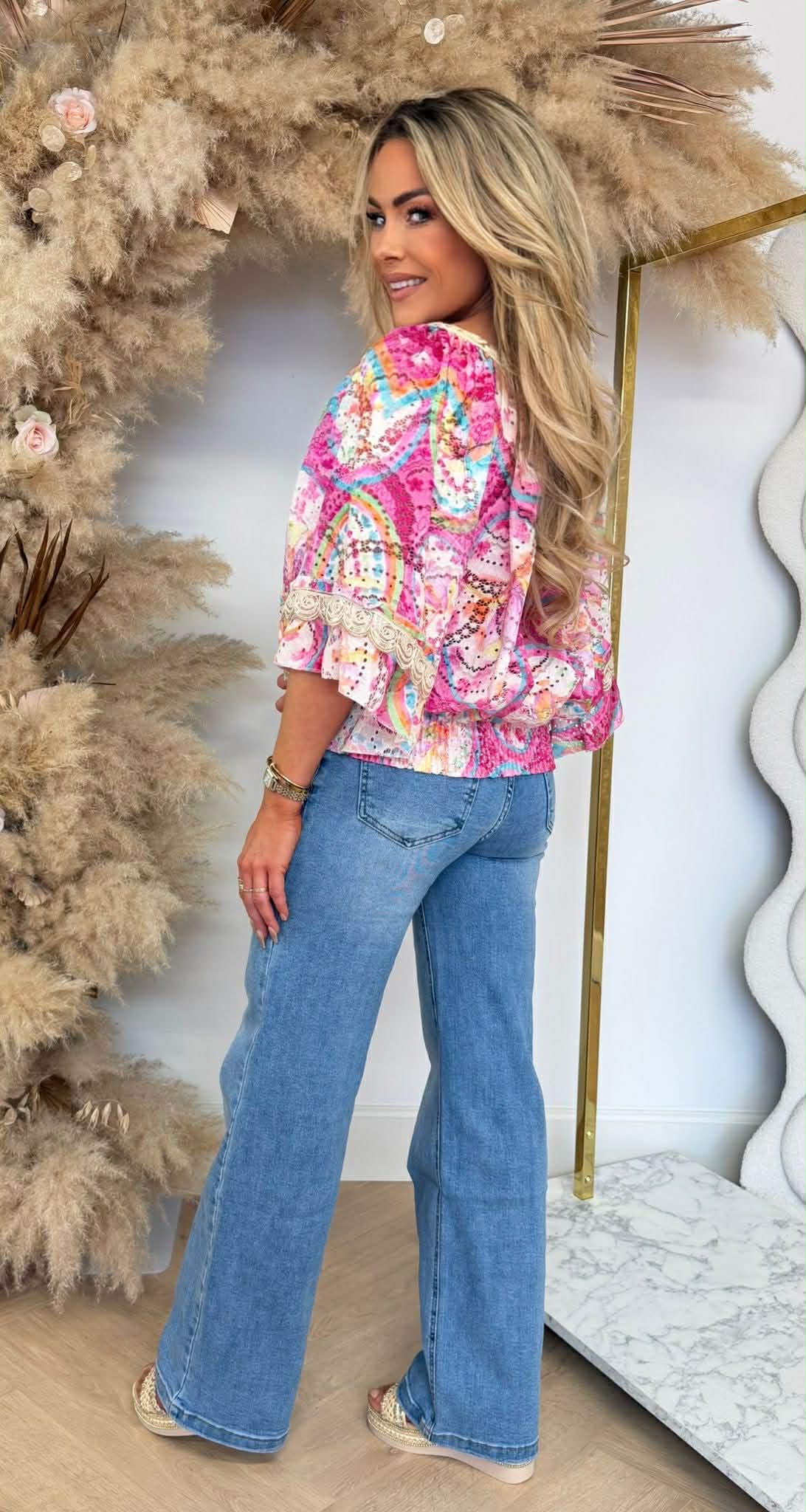 FLOWER LACE TOP FUCHSIA