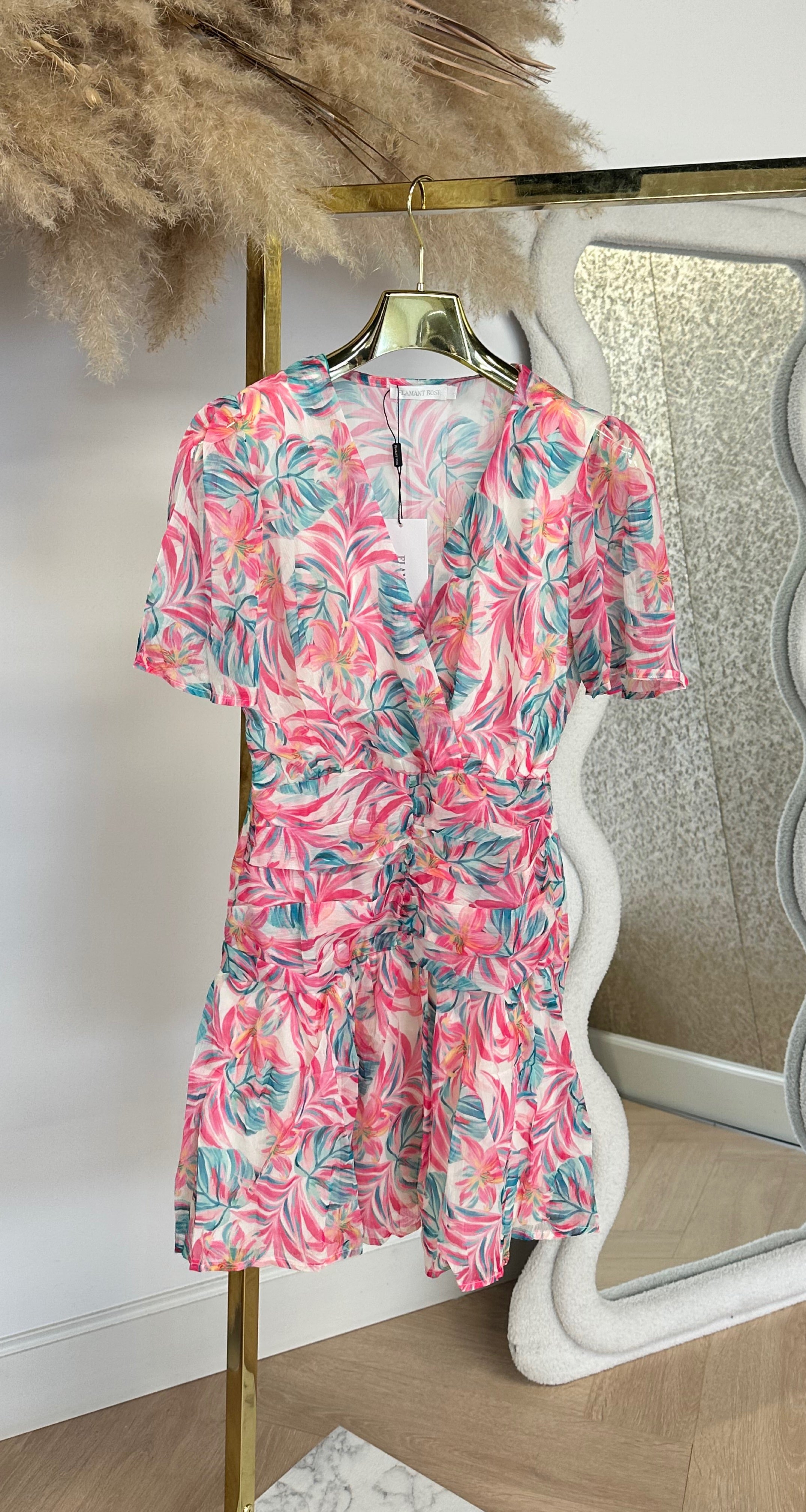 FLOWER PRINT DRESS 4880 PINK