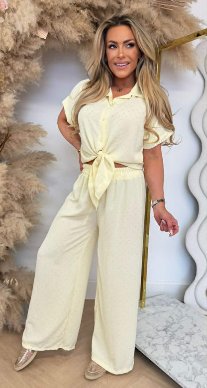GLITTERY KNOOP SET BUTTERYELLOW