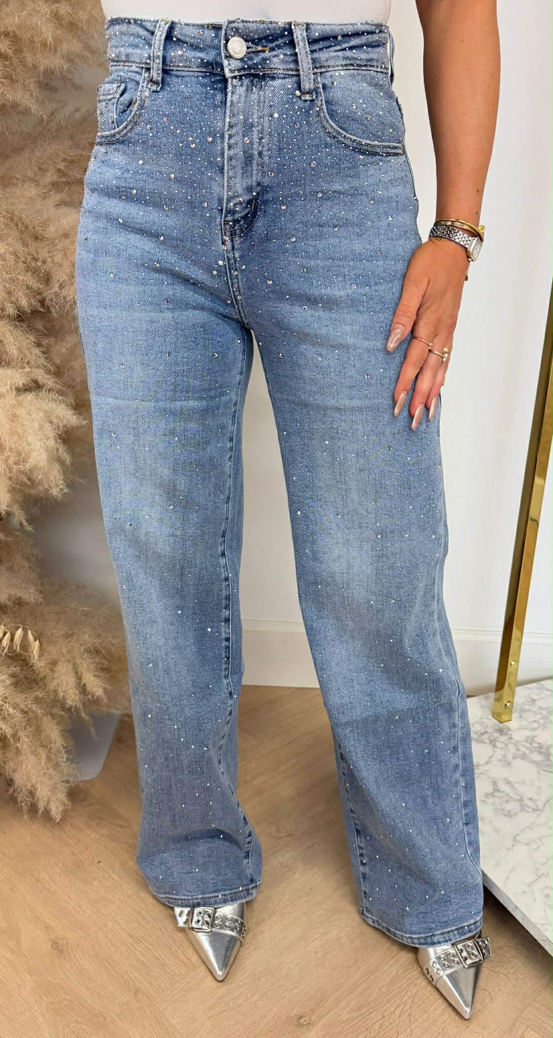 GLITTERY WIDE LEG JEANS 8641 JEANSBLUE