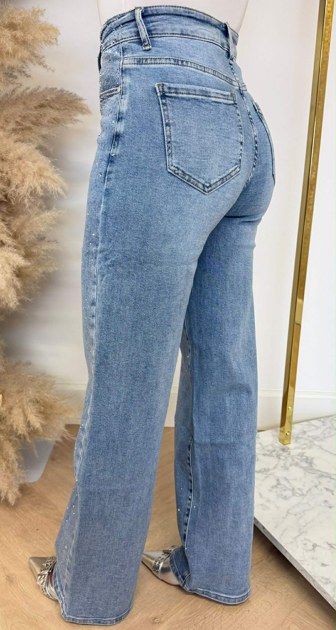 GLITTERY WIDE LEG JEANS 8641 JEANSBLUE