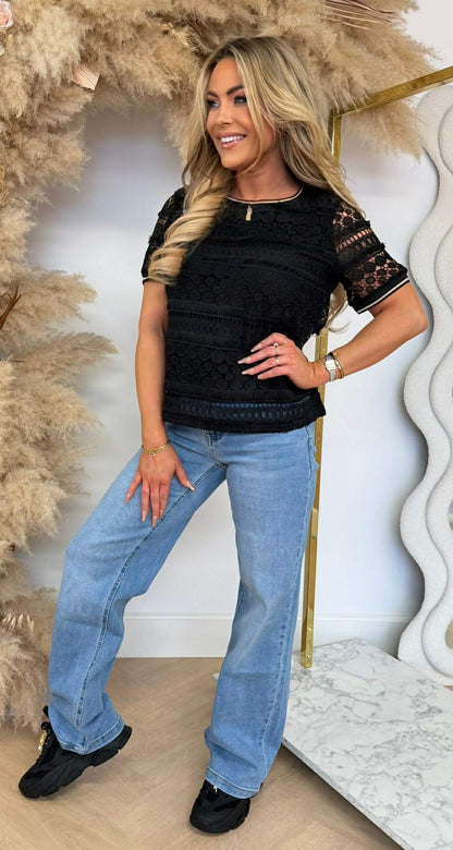 GOLDY LACE SHIRT 19840 BLACK