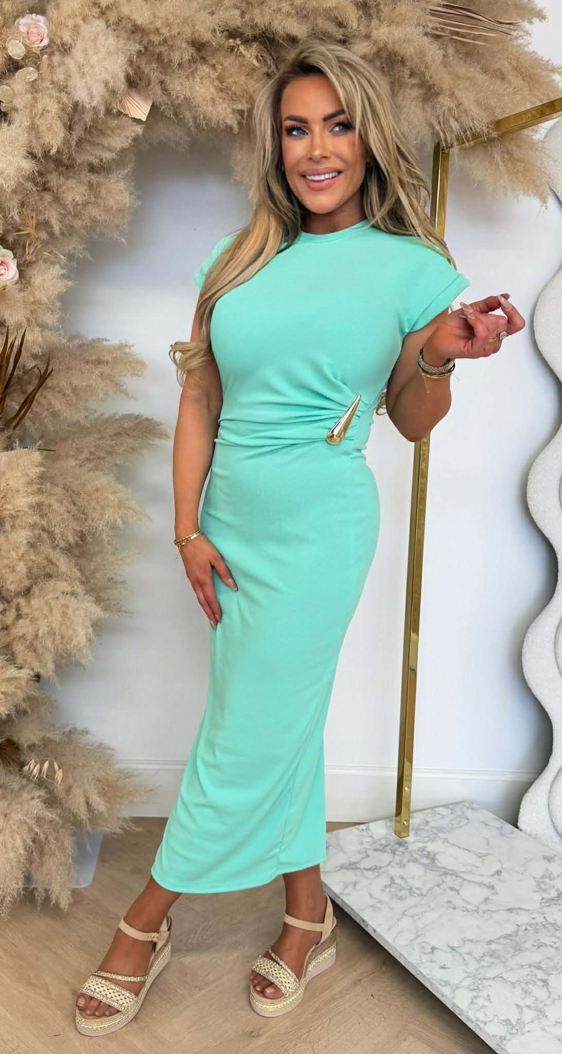 GOLDY RIB MAXIKLEID ROSA