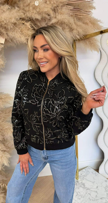 GOLDY SEQUIN VESTJE 17467 BLACK