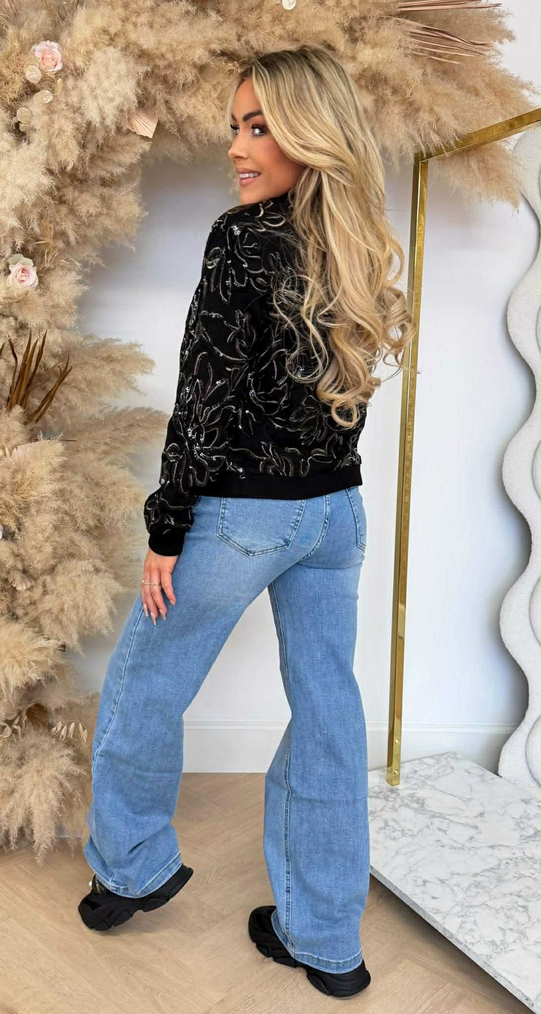 GOLDY SEQUIN VESTJE 17467 BLACK