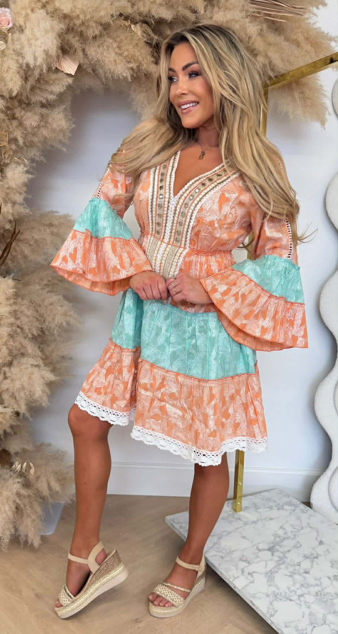 IBIZA SHINE DRESS 1510 PEACH