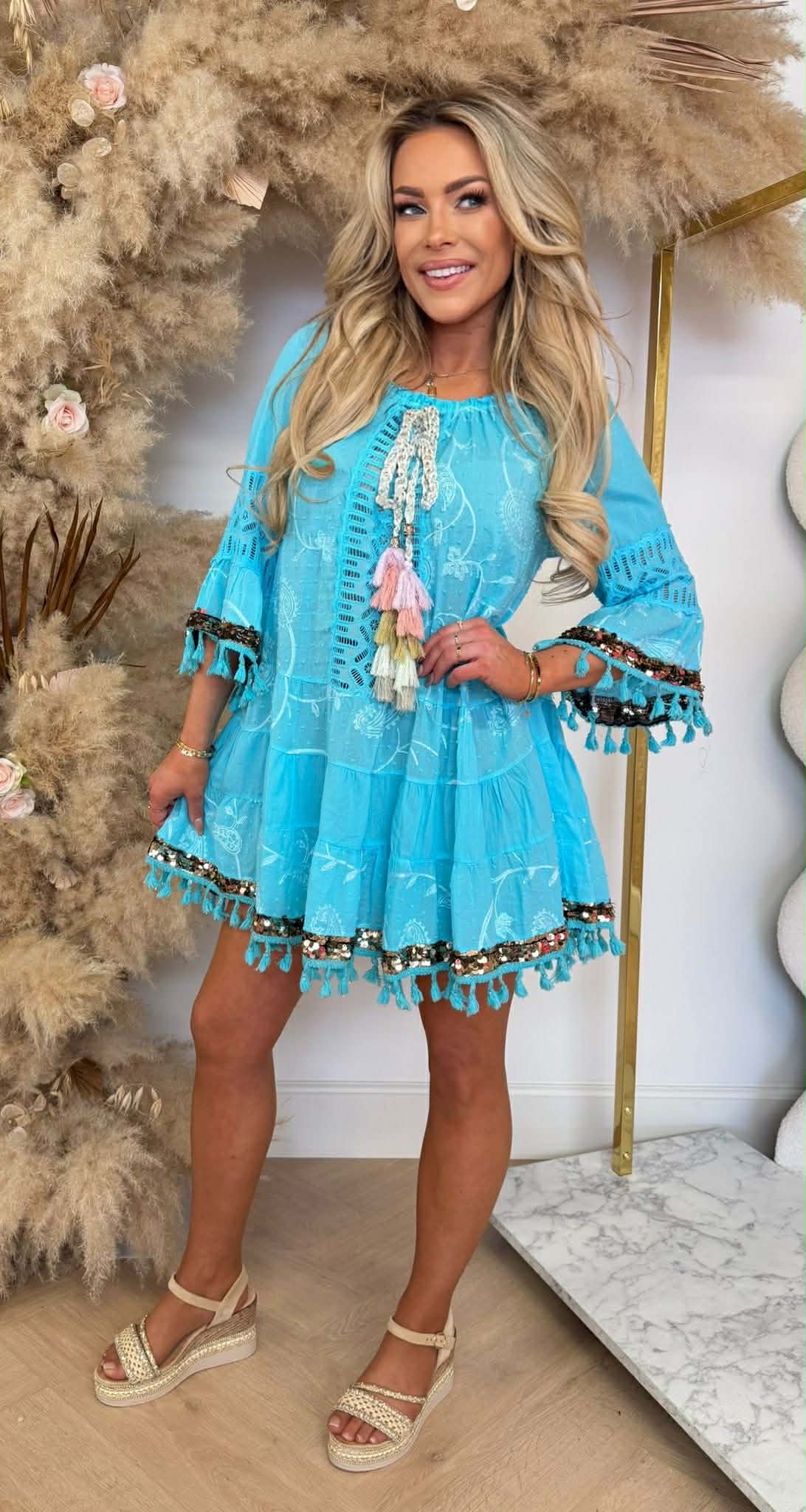 IBIZY SEQUIN DRESS BLUE