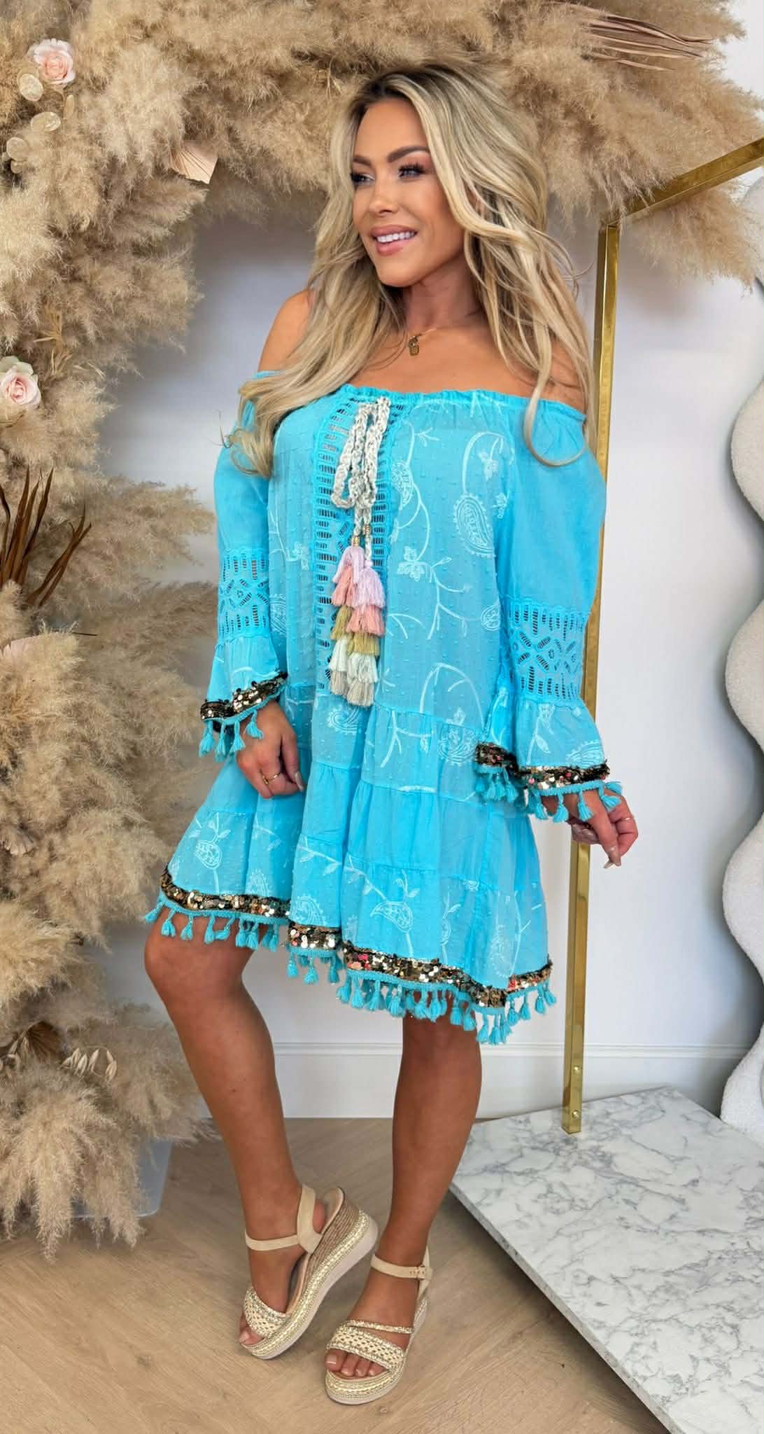 IBIZY SEQUIN DRESS BLUE