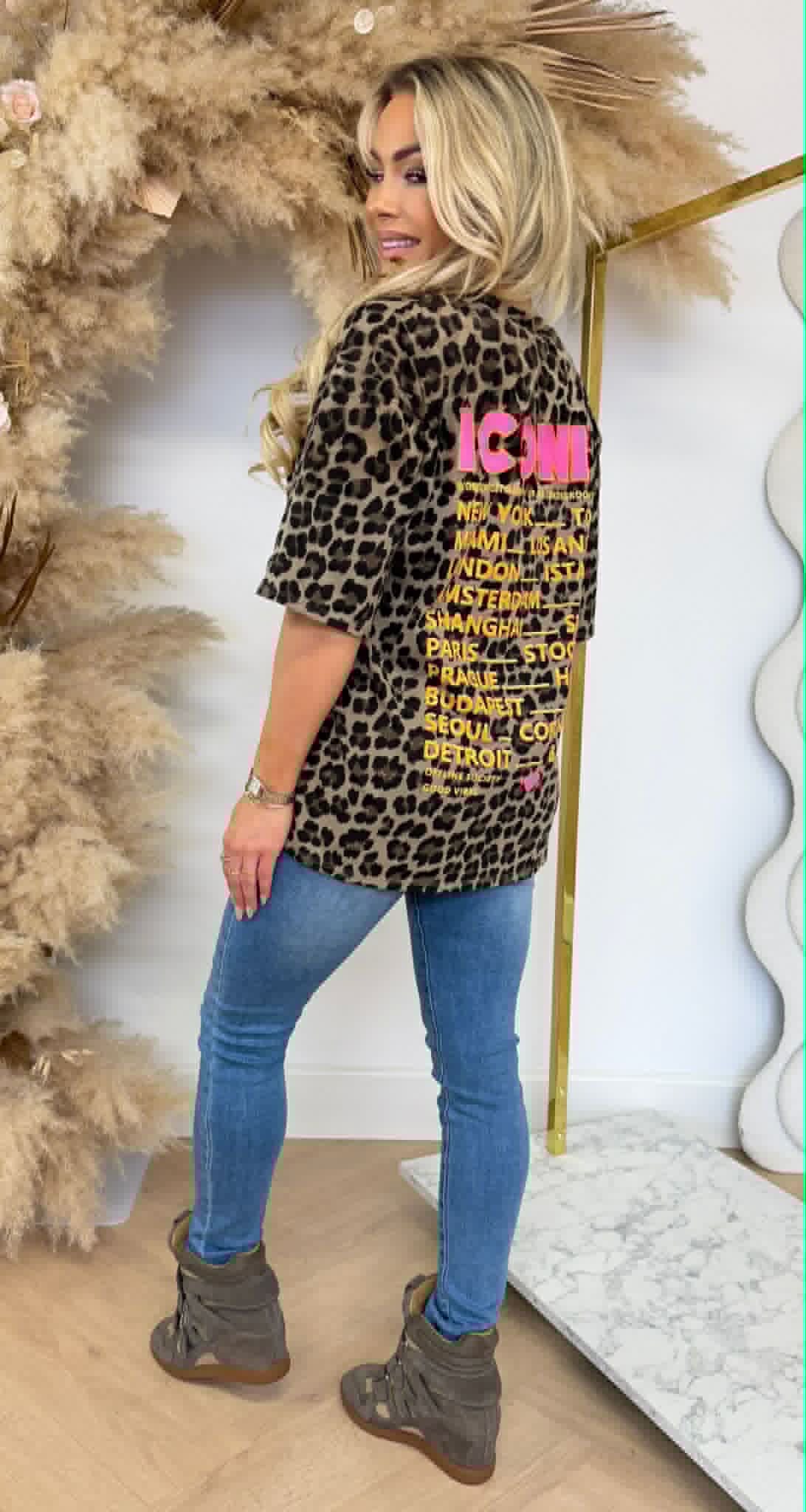 ICONIC OVERSIZED LEOPARD SHIRT 2665 TAUPE