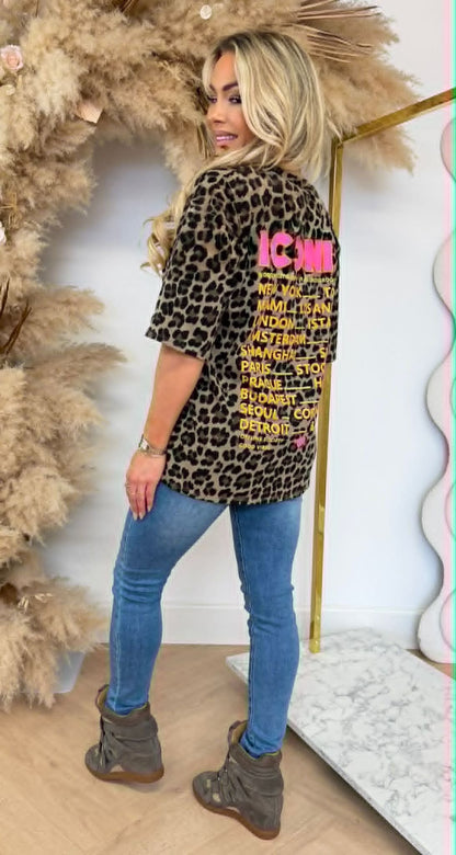ICONIC OVERSIZED LEOPARD SHIRT 2665 TAUPE