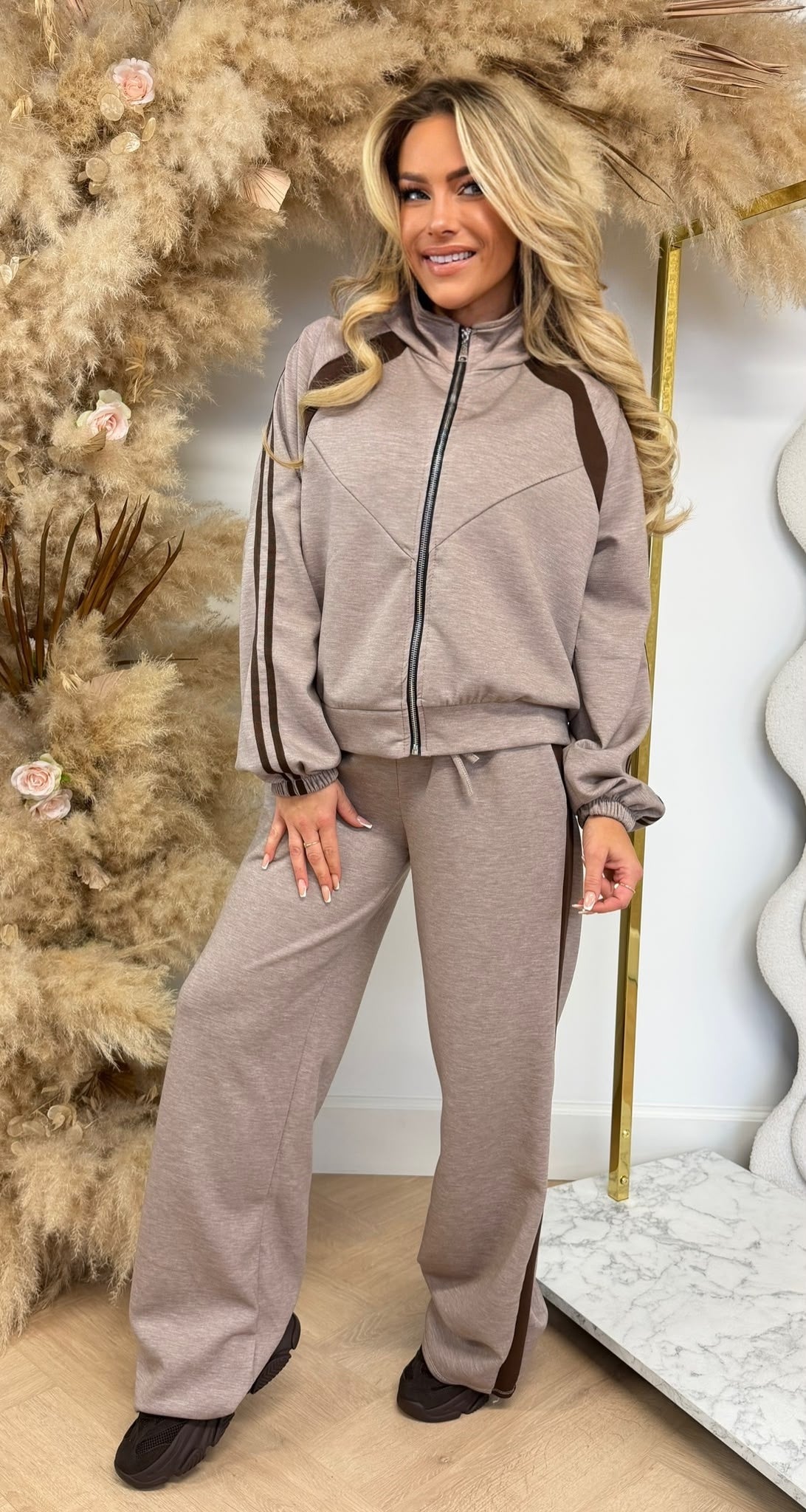 MARLOU TRACK STRIPE SET BEIGE