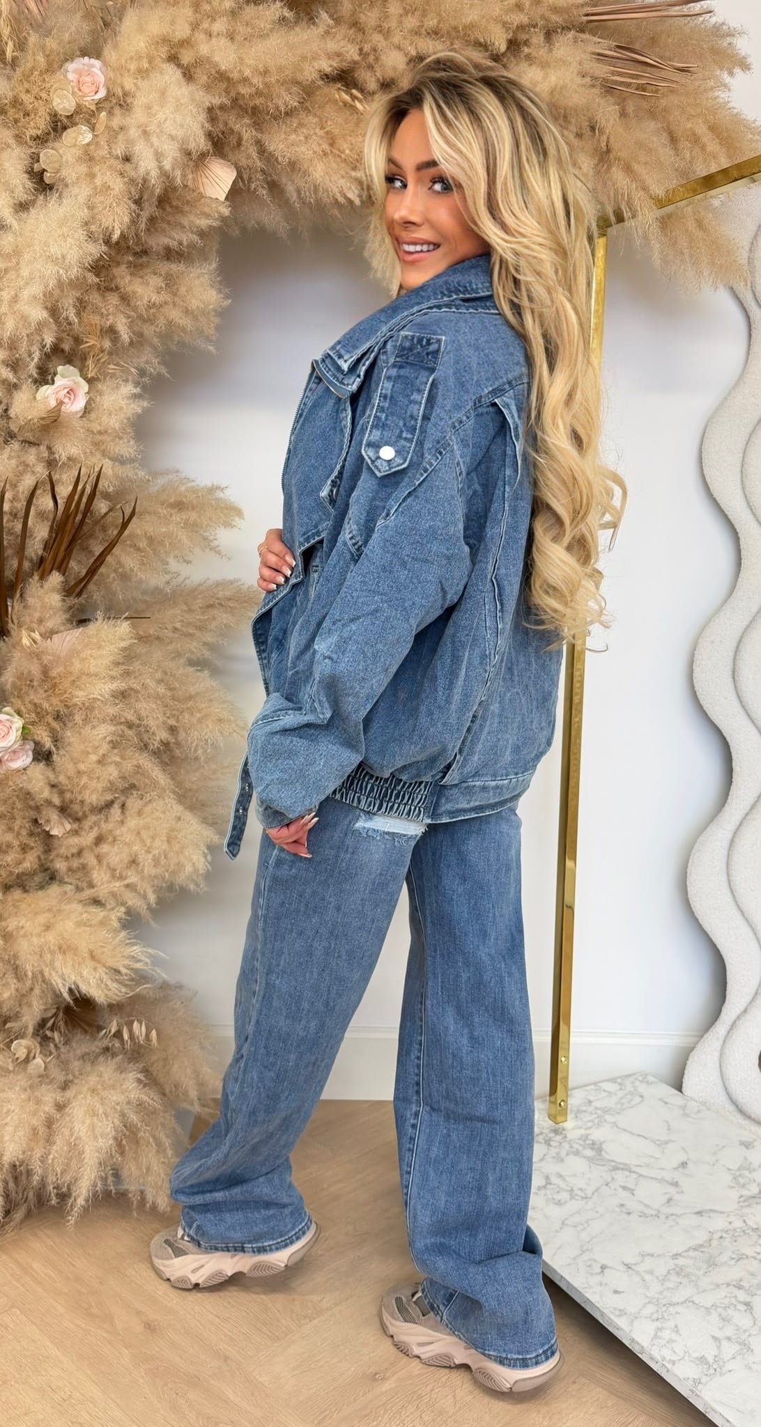 OVERSIZED DENIM BIKER JACKET 646 DARKDENIM