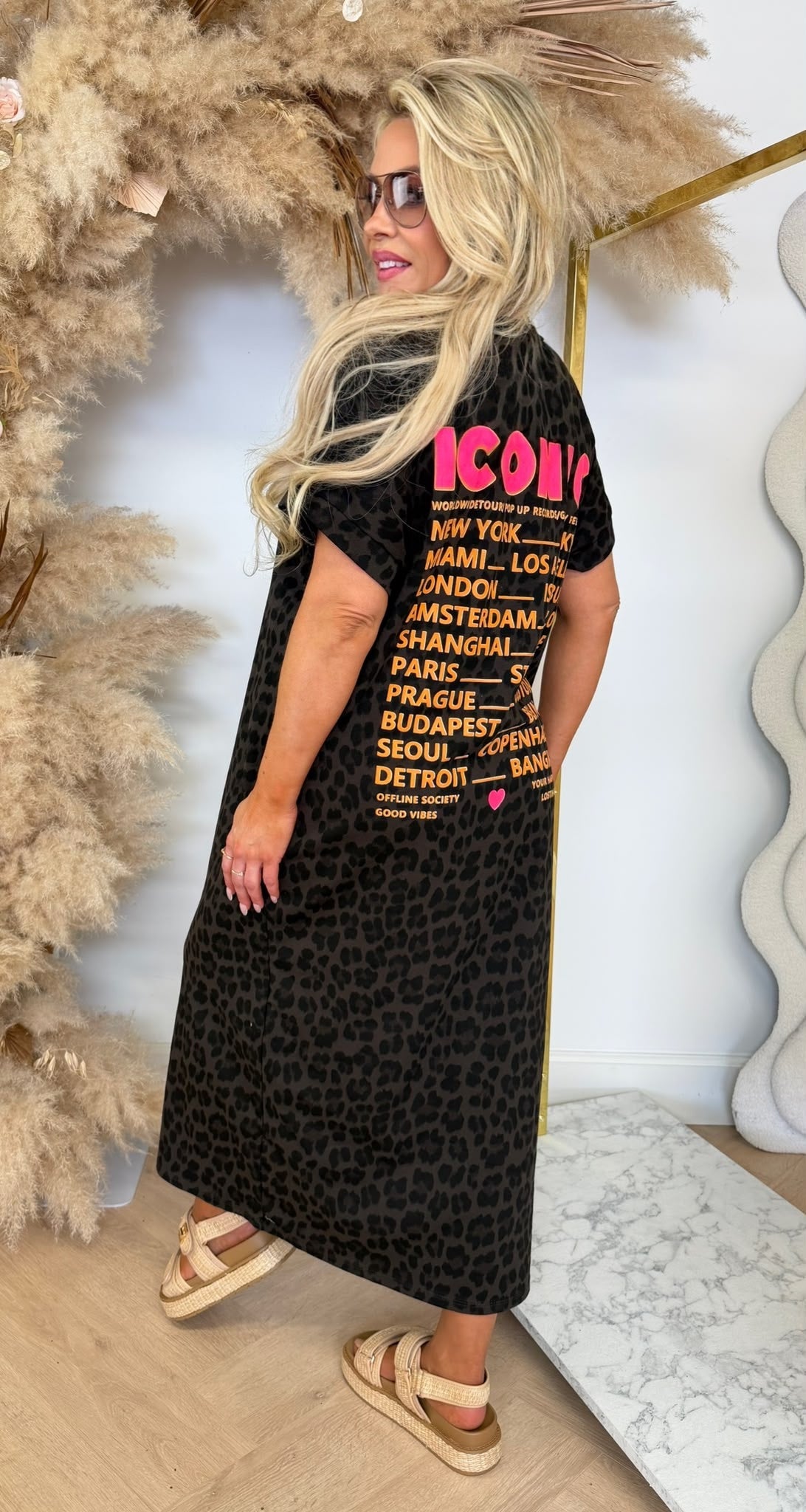ICONIC TEKST LONG DRESS DARKTAUPE