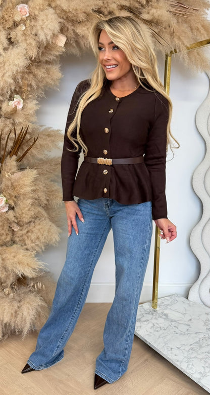 BUTTON BELT VESTJE 16182 CHOCO